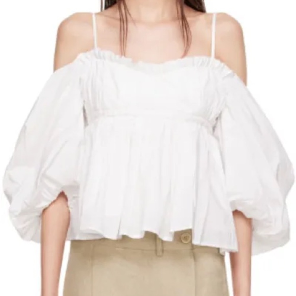 Intermix The Garment NWT Boston Off the Shoulder Puff Sleeve Cotton Top Size 10